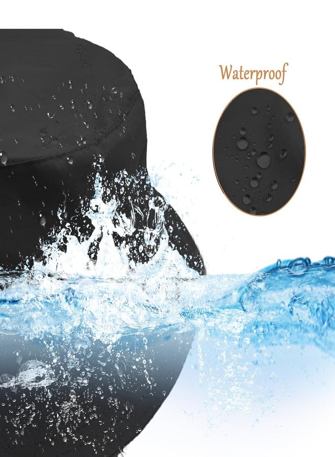 ZMD Waterproof Bucket Rain Hat for Men Women, Foldable UV Protection Sun Hat Quick Dry Packable Hat with Detachable Chin Strap for Summer Beach Fishing Hiking, Black - Image 4